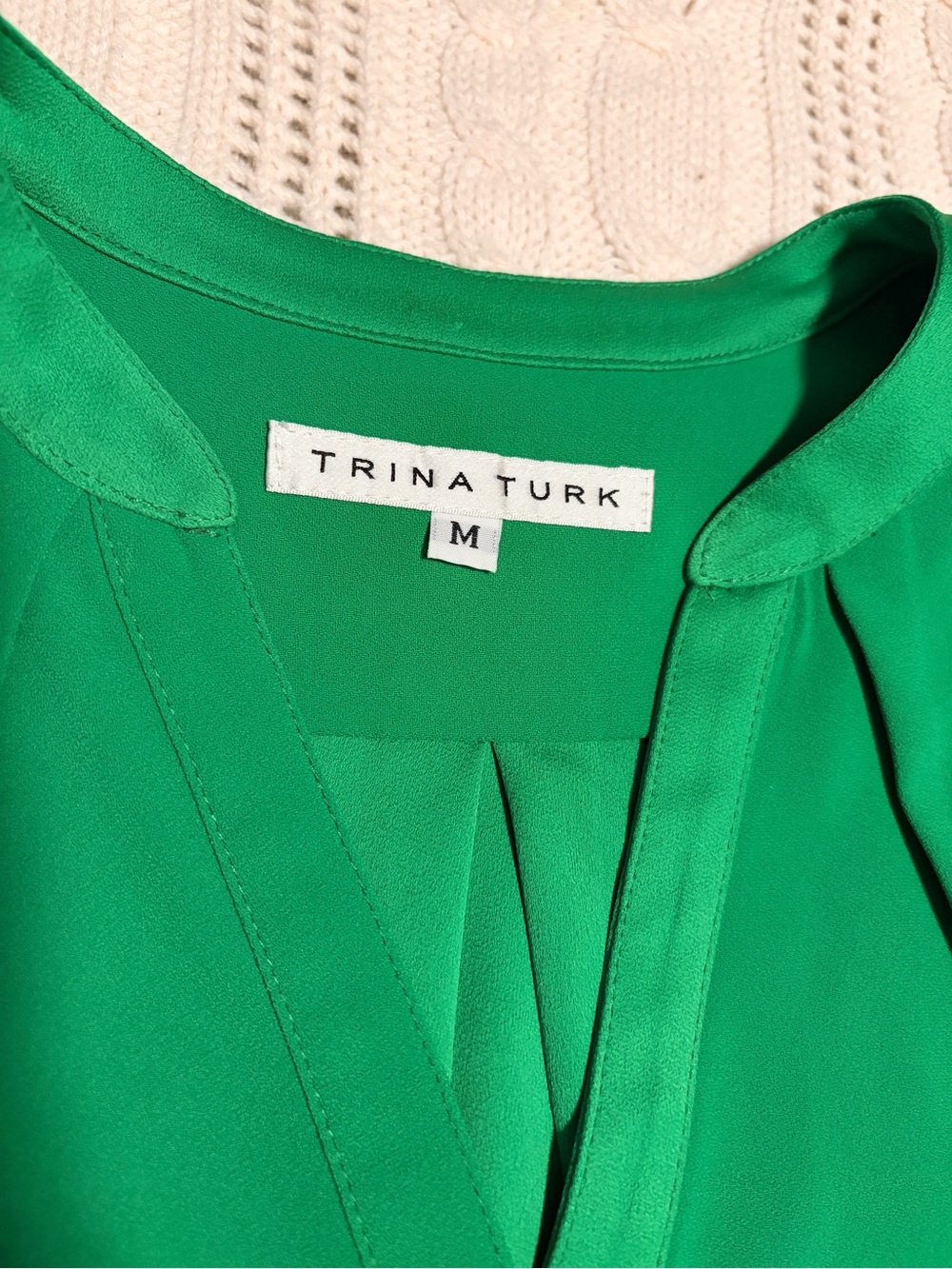 Trina Turk Emerald Green V-Neck Sweater
